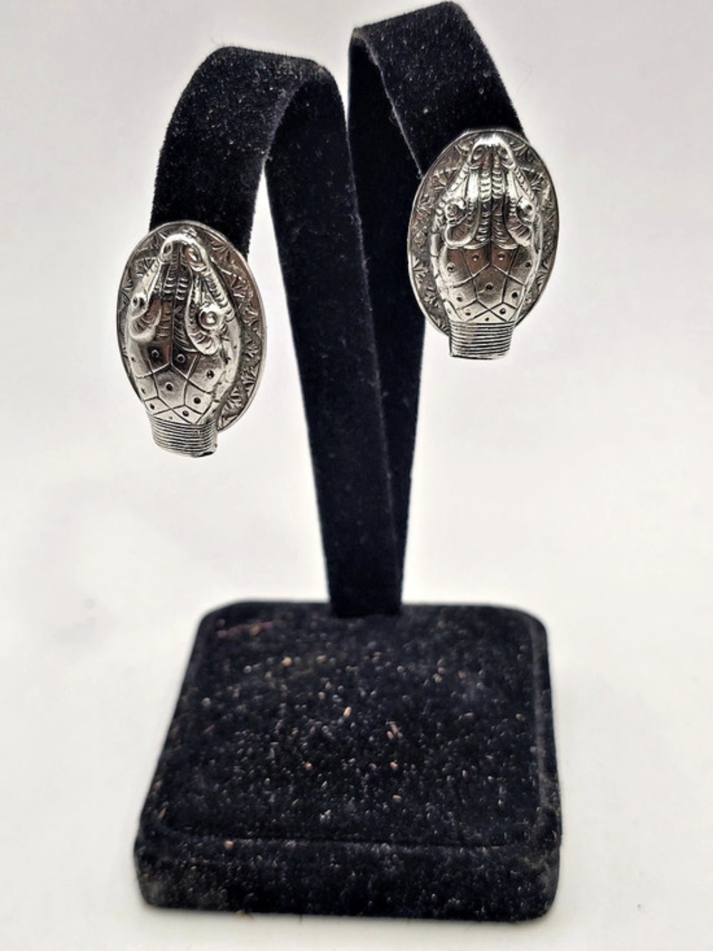 Whiting & Davis Silver-Tone Snake Serpent Clip-On Earrings